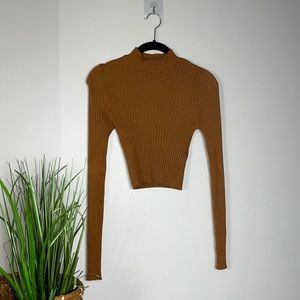 Garage Long Sleeve Mock Neck Orange Shirt